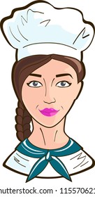 Chief cook woman in uniform. Vector illustration. Clipart.