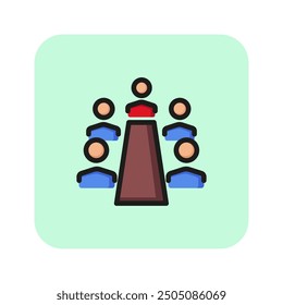 Chief executive line icon. Boardroom, meeting, company. Training concept. Vector illustration can be used for topics like business, partnership, career