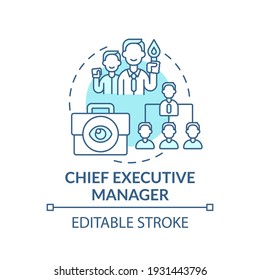 Chief executive manager concept icon. Top management positions. Corporate executives managing business. Work idea thin line illustration. Vector isolated outline RGB color drawing. Editable stroke