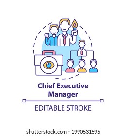 Chief executive manager concept icon. Top management positions. Corporate executives managing organization. Job idea thin line illustration. Vector isolated outline RGB color drawing. Editable stroke