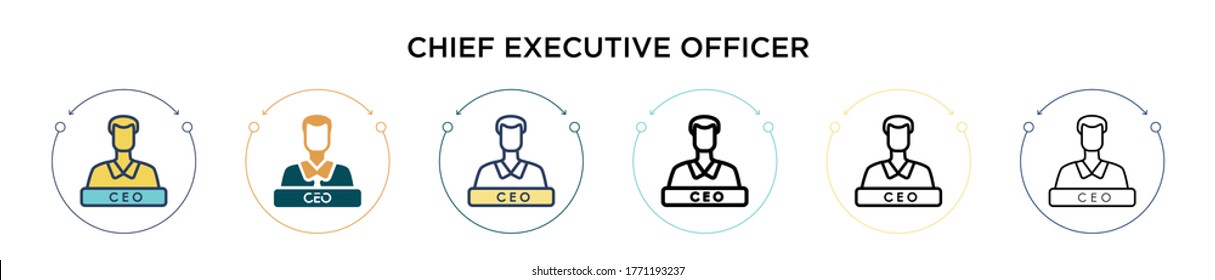Chief executive officer icon in filled, thin line, outline and stroke style. Vector illustration of two colored and black chief executive officer vector icons designs can be used for mobile, ui, web