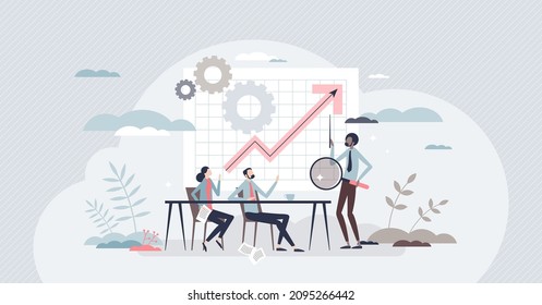 Chief financial officer or CFO as money planning expert tiny person concept. Accounting work with cash flow management vector illustration. Economy skills specialist for company stock administration.