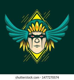Chief Head Native Warrior illustration
