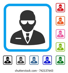 Chief icon. Flat gray pictogram symbol in a light blue rounded square. Black, gray, green, blue, red, orange color variants of Chief vector. Designed for web and application interfaces.