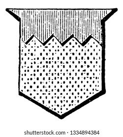 Chief Indented is a chief gules, vintage line drawing or engraving illustration.