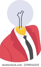Chief Innovation Officer isometric Concept, CIO Avatar Vector Icon Design, Software and web development symbol, Computer Programming and Coding stock illustration, Creative Director Character