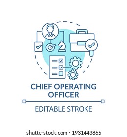 Chief operating officer concept icon. Top management positions. Check administrative functions of company. Job idea thin line illustration. Vector isolated outline RGB color drawing. Editable stroke