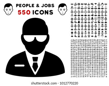 Chief pictograph with 550 bonus pity and happy user images. Vector illustration style is flat black iconic symbols.