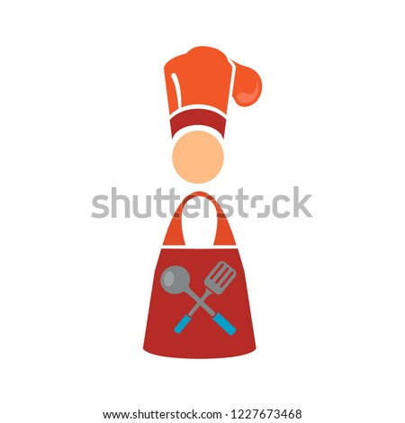 Chief, qualified cook, restaurant, kitchen or culinary worker wearing uniform and toque. Chief cartoon character isolated on white background. Colored vector Chief illustration in flat style