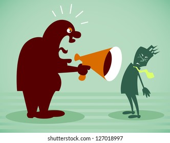 chief shouts at the subordinate. Vector illustration on a background