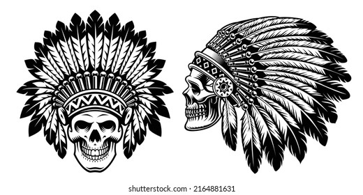 Chief skulls vector set, these illustration can be used as t-shirt prints