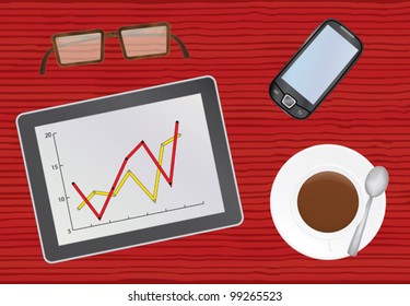 chief table with tablet pc vector illustration
