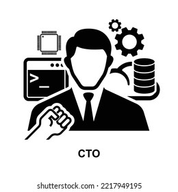 Chief technology officer  icon, CTO icon. Business concept background vector illustration.