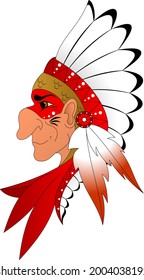 chief of a tribe of indians in a traditional headdress