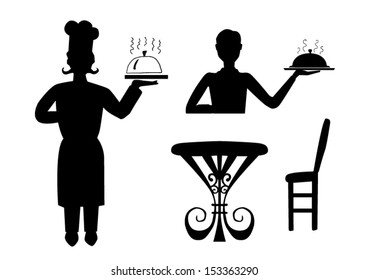 Chief and waiter silhouettes