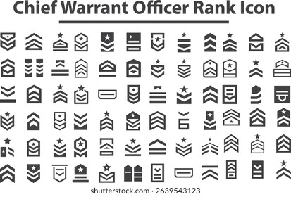 chief warrant officer rank icon. Military Badges Icons. Black Flat Design. Vector Illustration. stock illustration. Military Badges Icons. Sticker Design. Vector Illustration. stock illustration.eps
