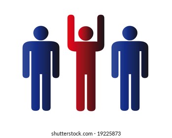 chief with workers - business team/family/winner - isolated illustration on white