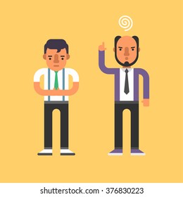 Chief Yells at Subordinate. Flat Style Vector Illustration