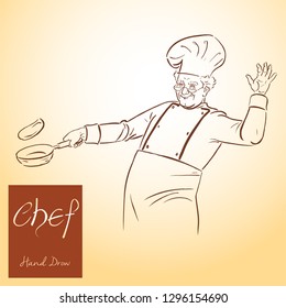 Chief-cook. Vintage  hand-drawn vector illustrations