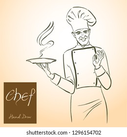 Chief-cook. Vintage  hand-drawn vector illustrations