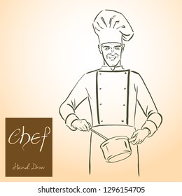 Chief-cook. Vintage  hand-drawn vector illustrations