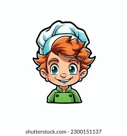 Chief-cooker Illustration for business: restaurant, cafe, food, eat, shop, trade, cook modern colorful mascot logo isolated on white background.