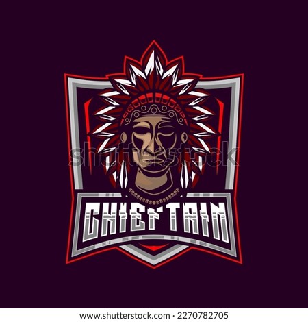 Chieftain Apache E-Sport Logo Design mascot Vector illustration