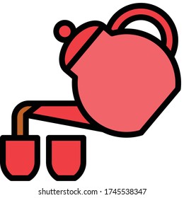 Chienese tea icon, Beverage filled style vector illustration