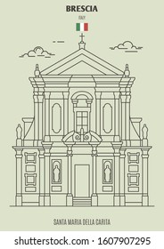 Chiesa di Santa Maria della Carita in Brescia, Italy. Landmark icon in linear style