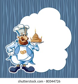 The chif with plate. text template.