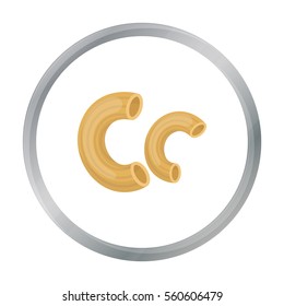 Chifferi pasta icon in cartoon style isolated on white background. Types of pasta symbol stock vector illustration.