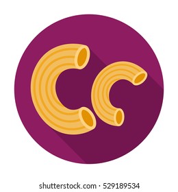 Chifferi pasta icon in flat style isolated on white background. Types of pasta symbol stock vector illustration.