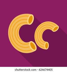 Chifferi pasta icon in flate style isolated on white background. Types of pasta symbol stock vector illustration.