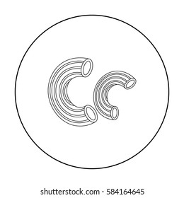 Chifferi pasta icon in outline style isolated on white background. Types of pasta symbol stock vector illustration.