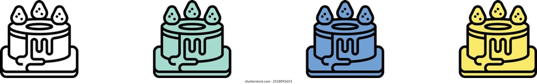 chiffon cake icon. Outline, Green, Blue and Yellow Style Design Isolated On White Background