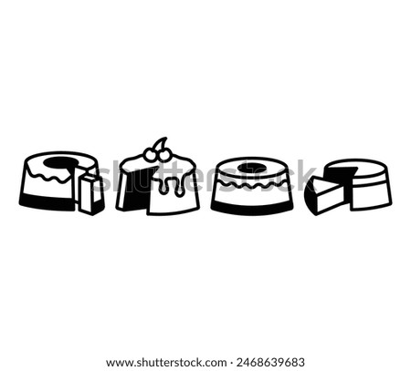 chiffon cake slice icons symbol vector design black white illustration collections sets isolated