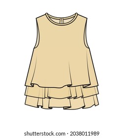 CHIFFON LAYERED WOVEN TOPS FOR KID GIRLS AND TEENS TEEN GIRLS IN EDITABLE VECTOR FILE