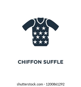 Chiffon Suffle Blouse icon. Black filled vector illustration. Chiffon Suffle Blouse symbol on white background. Can be used in web and mobile.