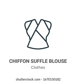 Chiffon suffle blouse outline vector icon. Thin line black chiffon suffle blouse icon, flat vector simple element illustration from editable clothes concept isolated stroke on white background