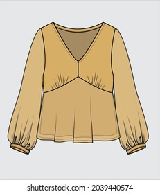 CHIFFON TOP WITH LONG SLEEVES