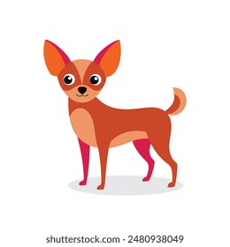 Chihuahua Animal isolated flat vector illustration on white background