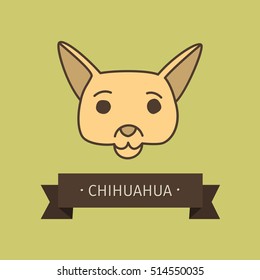 Chihuahua breed dog for logo design. Vector colored hand drawn dog head