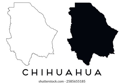 Chihuahua city map outline and black silhouette vector