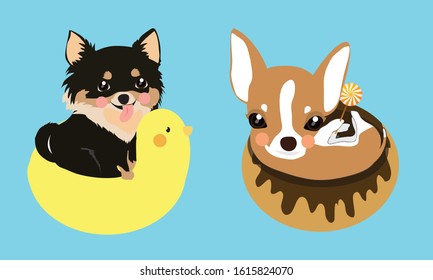 Chihuahua cute style summer theme cartoon vector