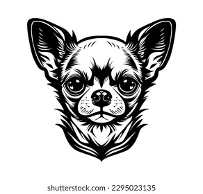 Chihuahua dog art isolated on white. Little brave hipster pet. Vector illustration.