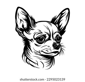 Chihuahua dog art isolated on white. Little brave hipster pet. Vector illustration.