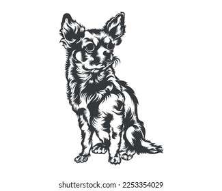 Ilustración de la cara de perro y la silueta del vector blanco de Chihuahua