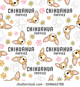 Chihuahua : Dog breed collection : Seamless Pattern : Vector Illustration