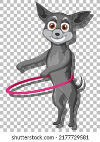 Chihuahua Dog Cartoon Character With Hula Hoop Illustration