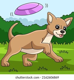 Chihuahua Dog Colored Cartoon Illustration